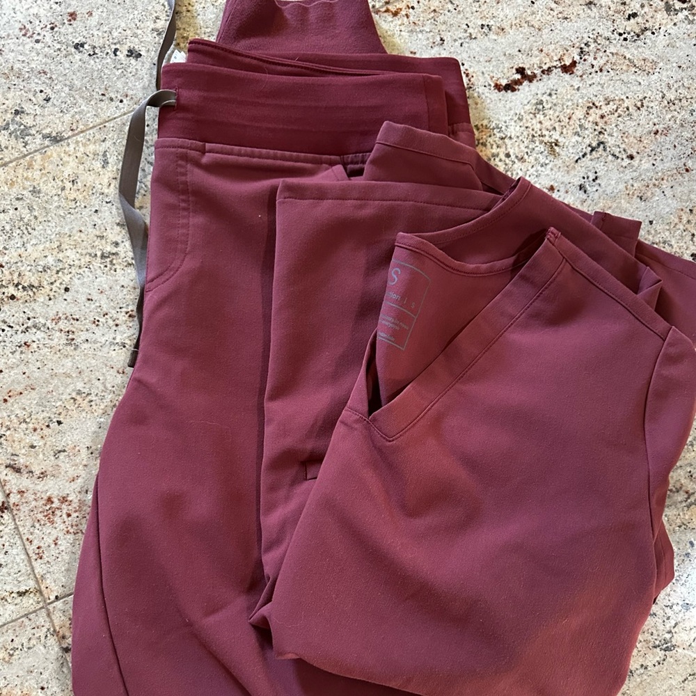 Dark Cherry Tall Figs scrubs set